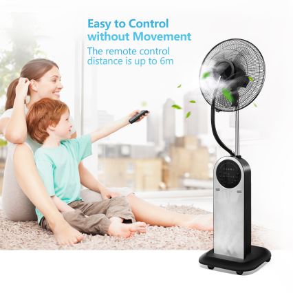Aigostar - Állóventilátor ködhatással 95W/230V fekete/szürke + távirányítás