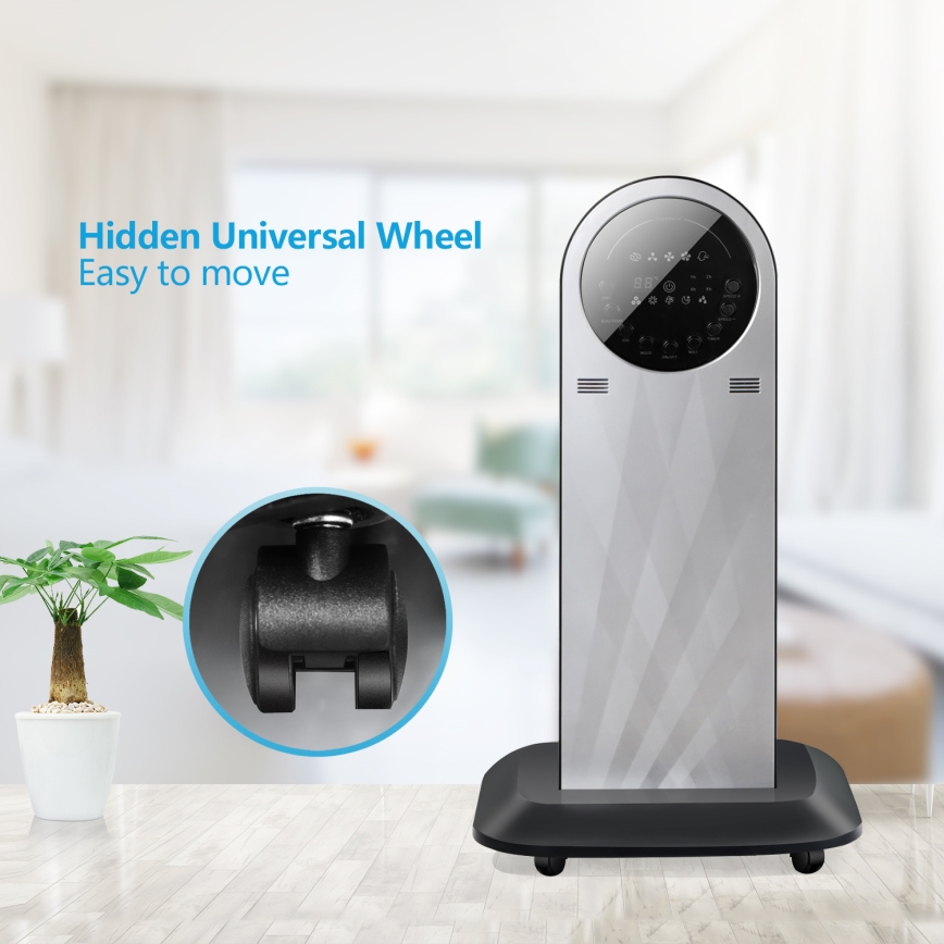 Aigostar - Állóventilátor ködhatással 95W/230V fekete/szürke + távirányítás