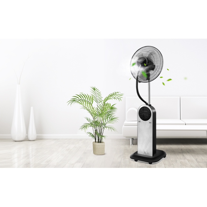 Aigostar - Állóventilátor ködhatással 95W/230V fekete/szürke + távirányítás