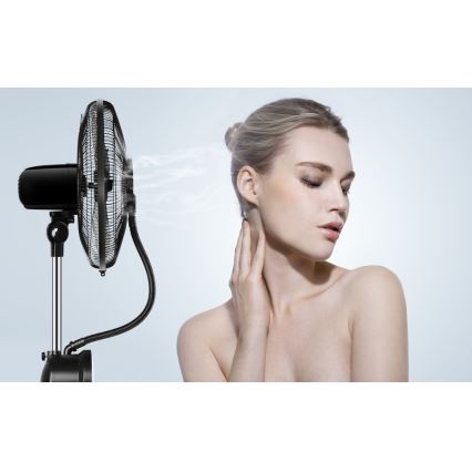 Aigostar - Állóventilátor ködhatással 95W/230V fekete/szürke + távirányítás