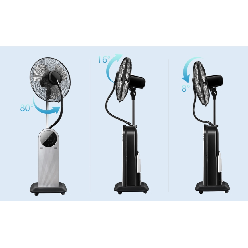 Aigostar - Állóventilátor ködhatással 95W/230V fekete/szürke + távirányítás