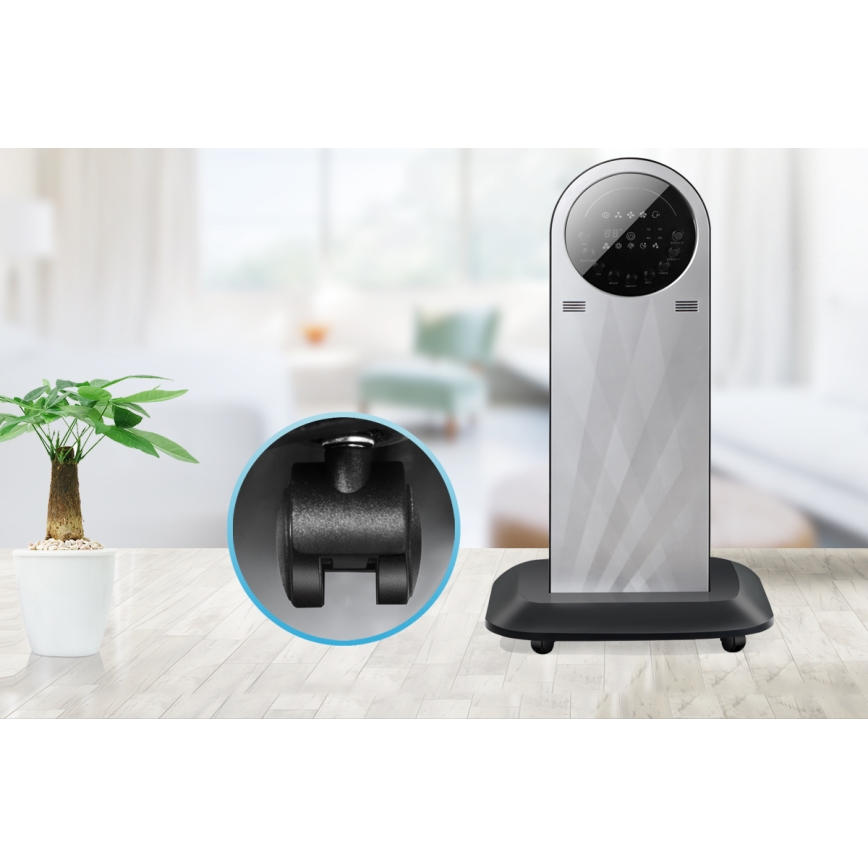 Aigostar - Állóventilátor ködhatással 95W/230V fekete/szürke + távirányítás