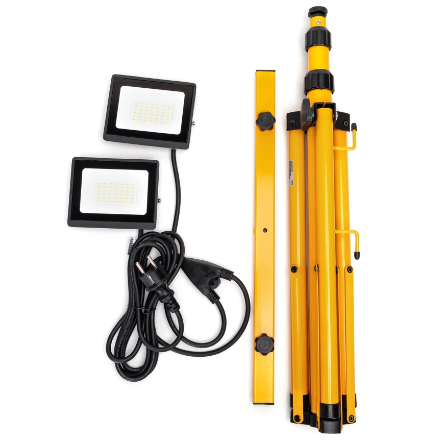 Aigostar - állványos LED reflektor 2xLED/30W/230V 6500K IP65 narancssárga/fekete