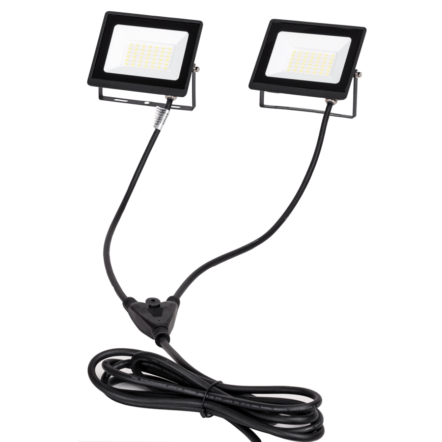 Aigostar - állványos LED reflektor 2xLED/30W/230V 6500K IP65 narancssárga/fekete