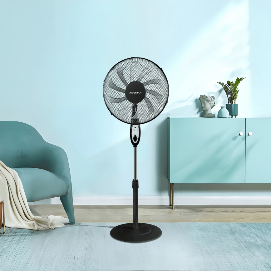 Aigostar - Állványos ventilátor 55 W/230 V, 130 cm, fekete + távirányító