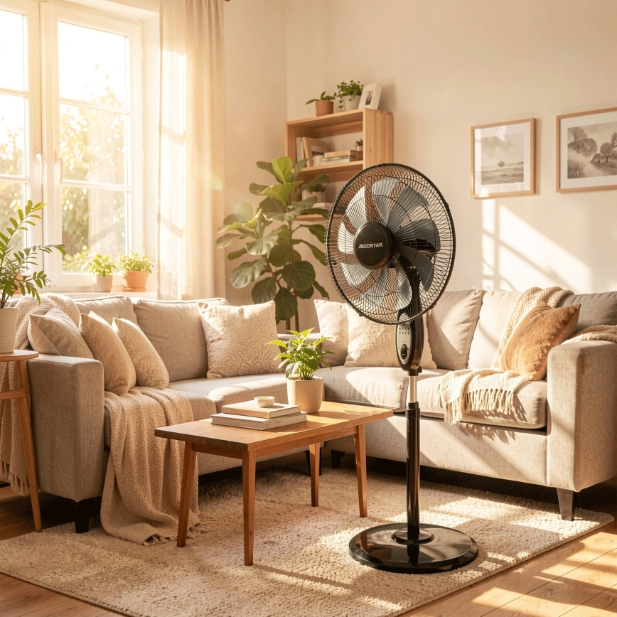 Aigostar - Álló ventilátor 60W/230V 130 cm fekete + távirányító