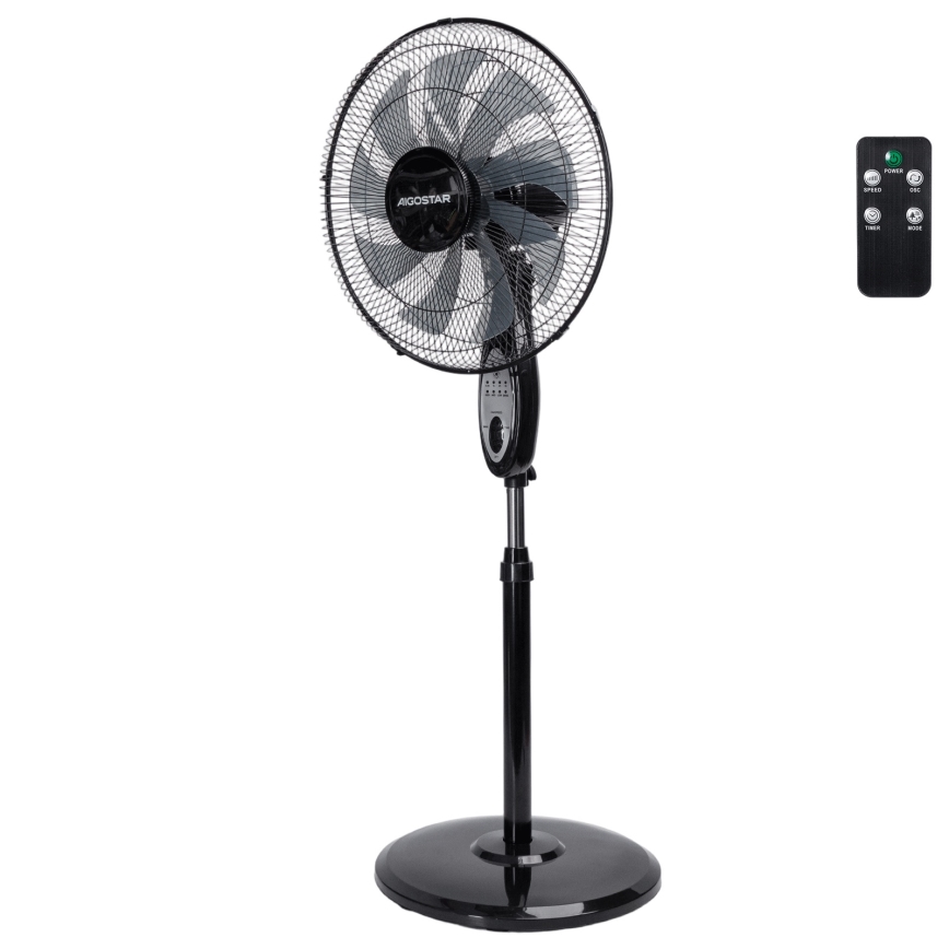 Aigostar - Álló ventilátor 60W/230V 130 cm fekete + távirányító