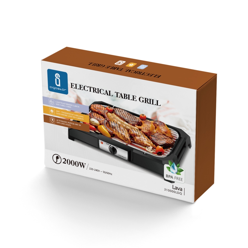 Aigostar - Asztali elektromos grillsütő 2000W/230V