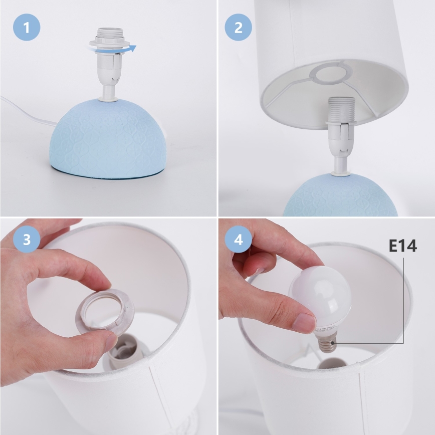 Aigostar - Asztali lámpa 1xE14/40W/230V kék/fehér