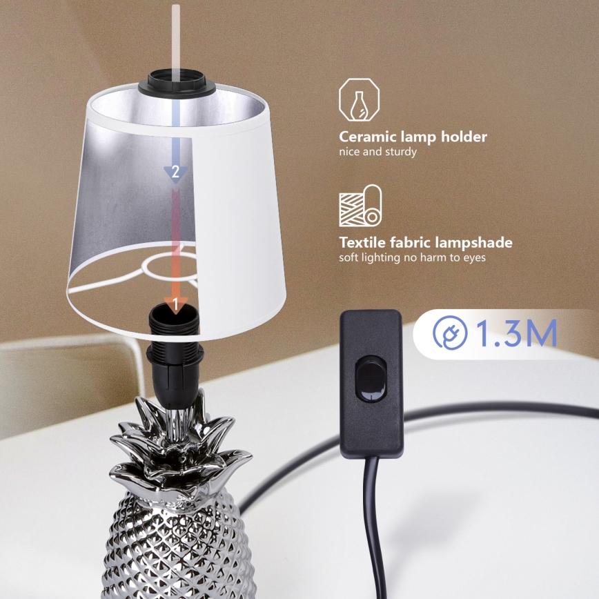 Aigostar - Asztali lámpa 1xE14/40W/230V fényezett króm