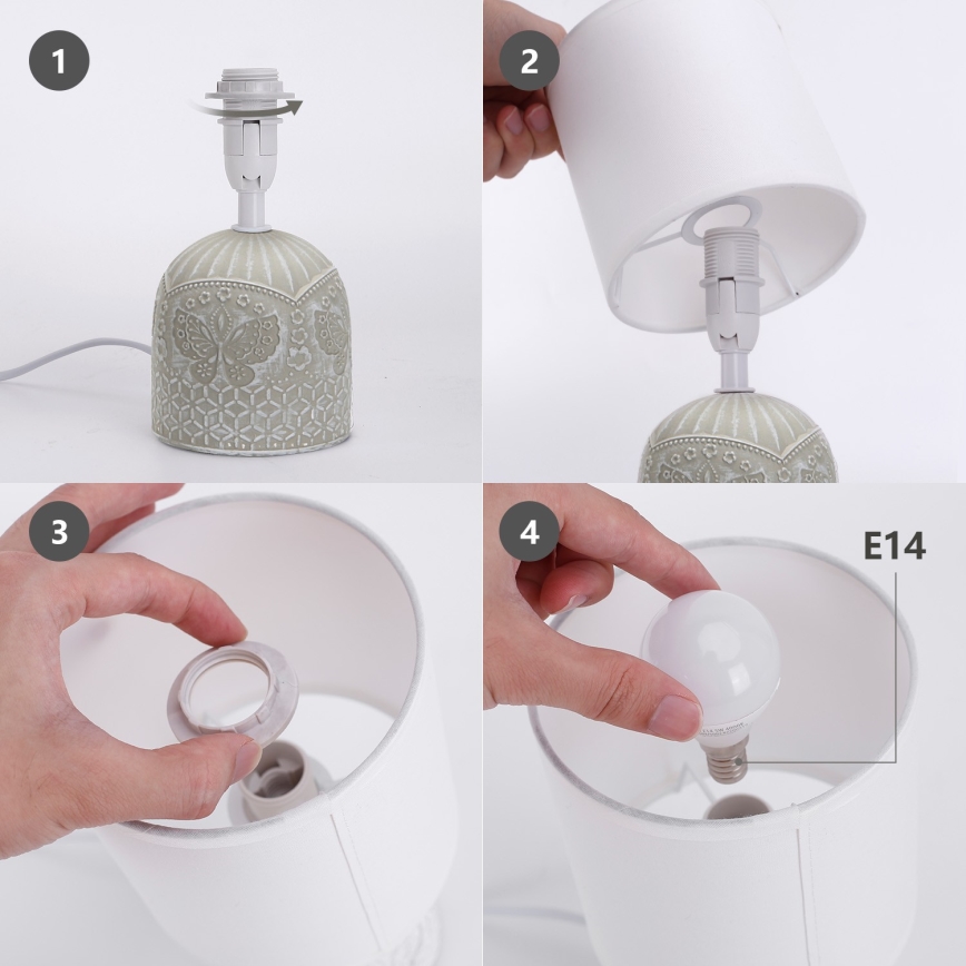 Aigostar - Asztali lámpa 1xE14/40W/230V szürke/fehér