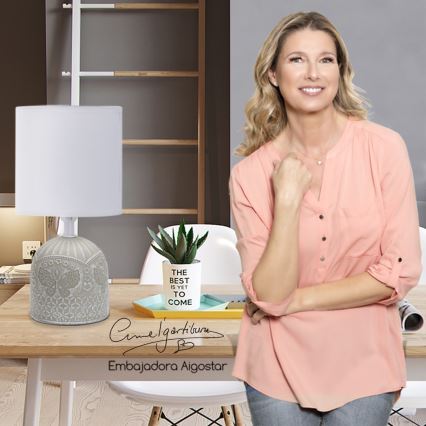 Aigostar - Asztali lámpa 1xE14/40W/230V szürke/fehér