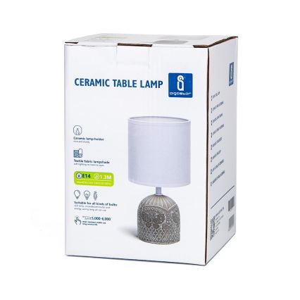 Aigostar - Asztali lámpa 1xE14/40W/230V szürke/fehér