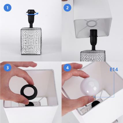 Aigostar - Asztali lámpa 1xE14/40W/230V szürke/fehér