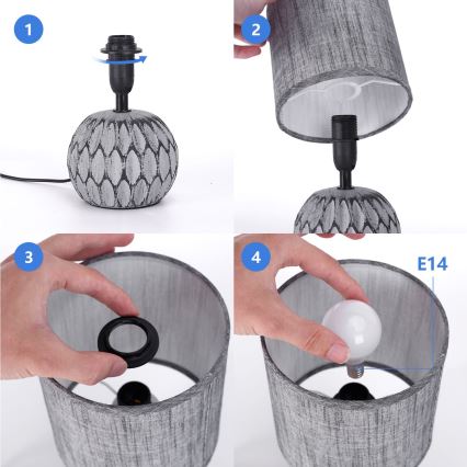 Aigostar - Asztali lámpa 1xE14/40W/230V szürke