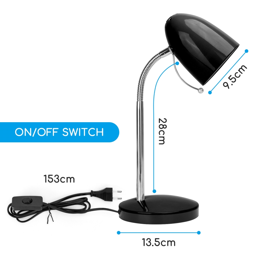 Aigostar - Asztali lámpa 1xE27/36W/230V fekete/fényes króm