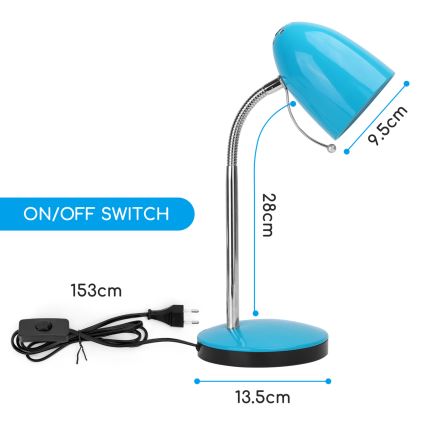 Aigostar - Asztali lámpa 1xE27/36W/230V kék/fényes króm