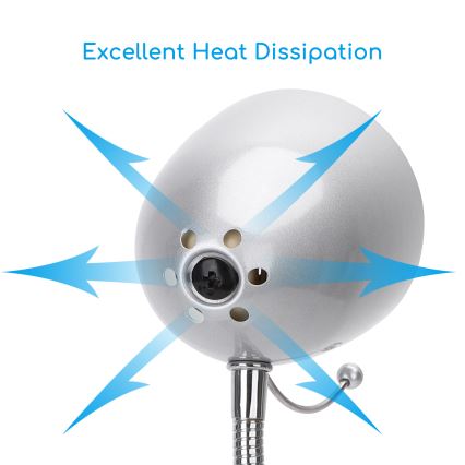 Aigostar - Asztali lámpa csipesszel 1xE27/11W/230V ezüst/fényes króm