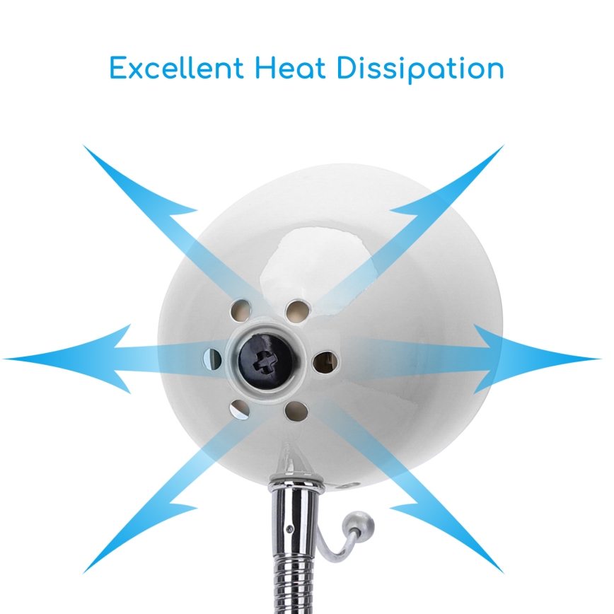 Aigostar - Asztali lámpa csipesszel 1xE27/11W/230V fehér/fényes króm