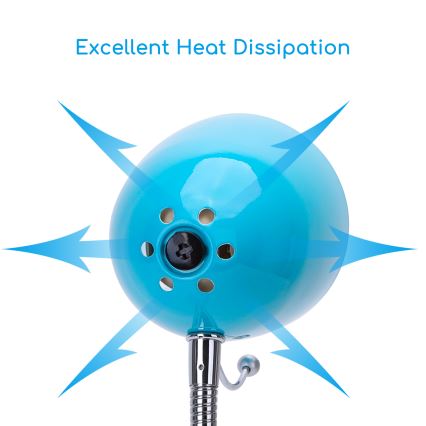 Aigostar - Asztali lámpa csíptetővel 1xE27/11W/230V kék/fényes króm