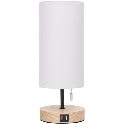 Aigostar - Asztali lámpa USB porttal 1xE27/40W/230V bézs