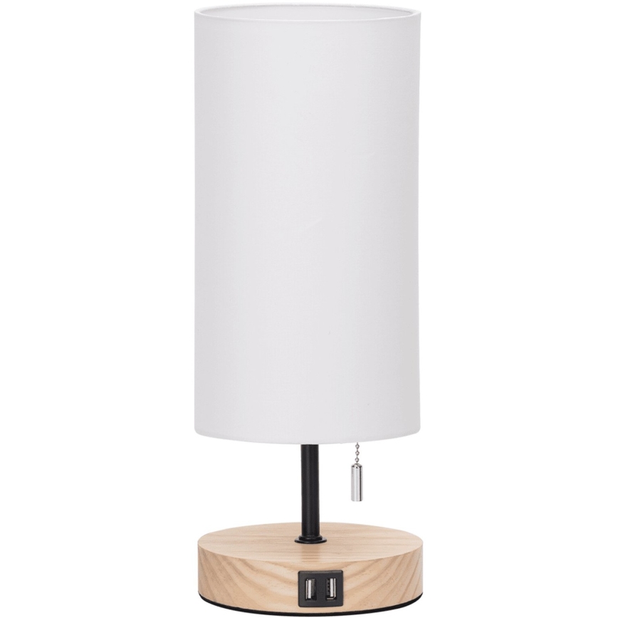 Aigostar - Asztali lámpa USB porttal 1xE27/40W/230V bézs