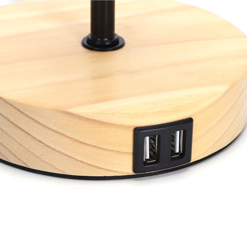 Aigostar - Asztali lámpa USB porttal 1xE27/40W/230V bézs