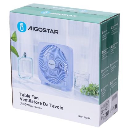 Aigostar - Asztali ventilátor 30W/230V kék