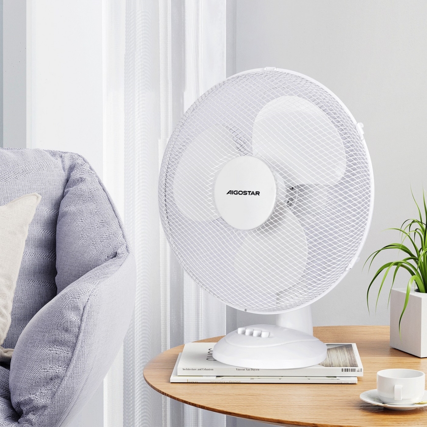 Aigostar - Asztali ventilátor 40W/230V fehér