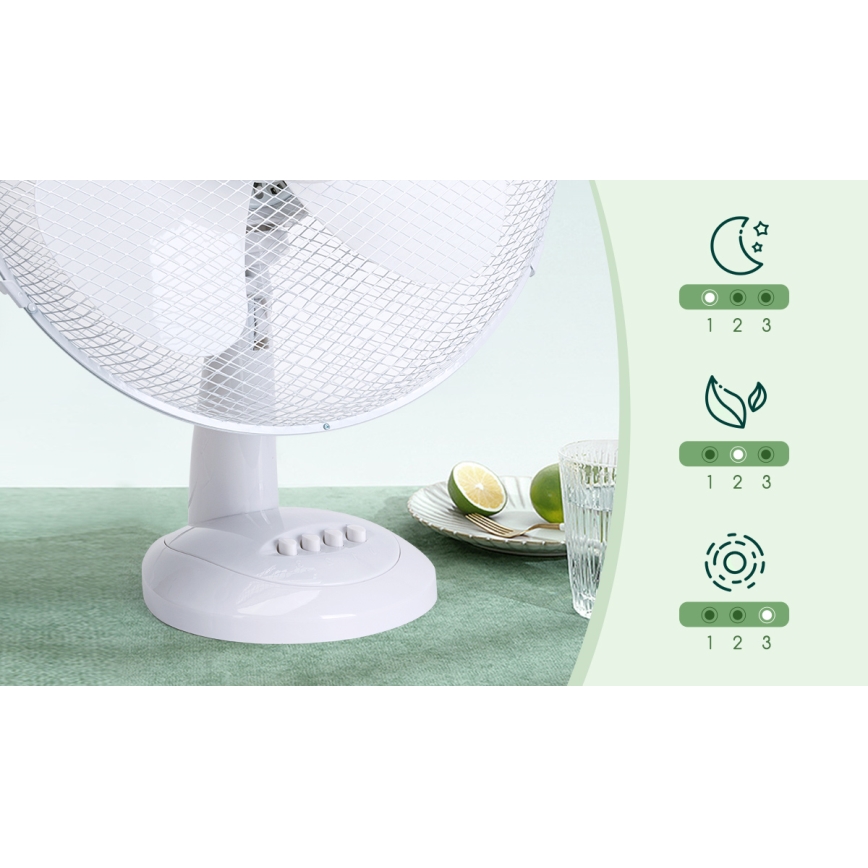 Aigostar - Asztali ventilátor 40W/230V fehér