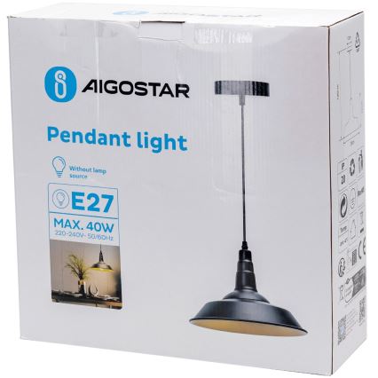 Aigostar - Csillár zsinóron 1xE27/60W/230V fekete