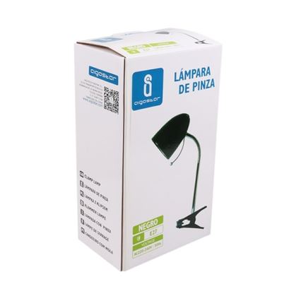 Aigostar -  Csipeszes asztali lámpa 1xE27/11W/230V fekete/fényezett króm