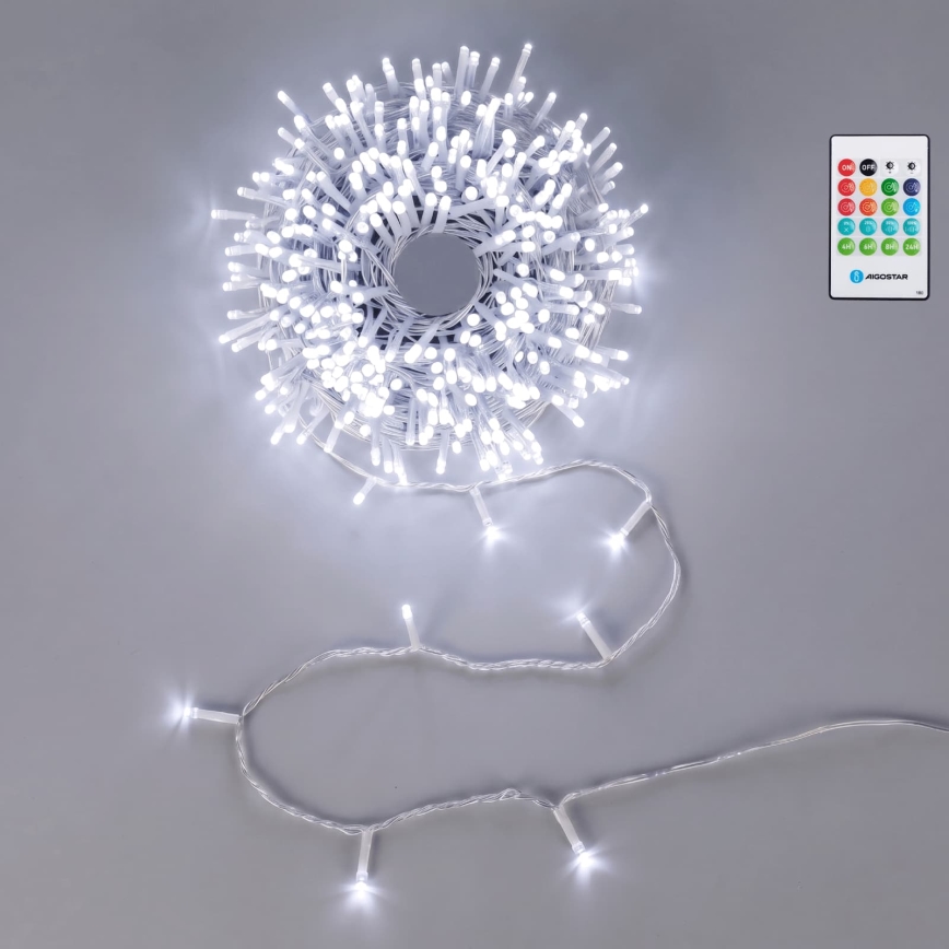 Aigostar - LED Dimmelhető kültéri karácsonyi fényfüzér mozgásérzékelővel 100xLED/3xAA 12m hideg fehér + távirányító