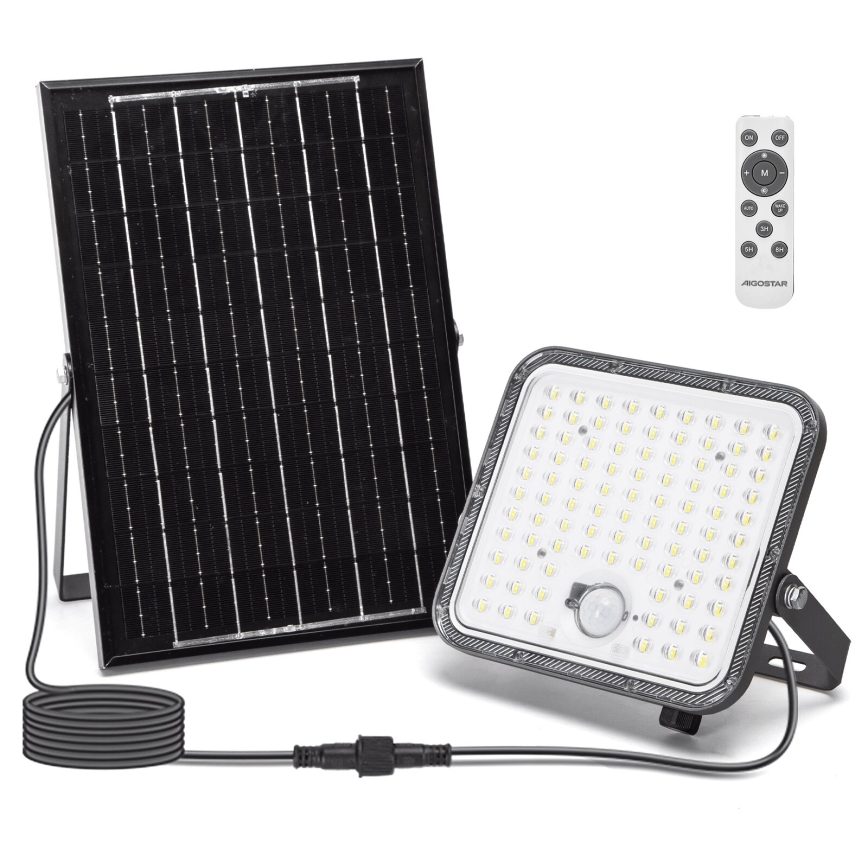 Aigostar - LED dimmelhető napelemes reflektor érzékelővel LED/120W/3,4V 6500K IP66 8000 mAh + távirányító
