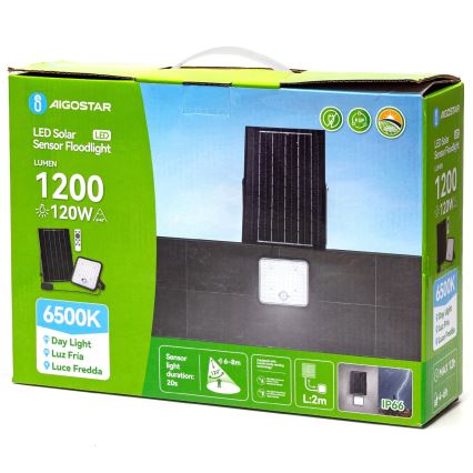 Aigostar - LED dimmelhető napelemes reflektor érzékelővel LED/120W/3,4V 6500K IP66 8000 mAh + távirányító