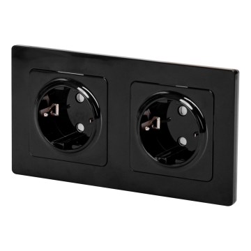 Aigostar - Dupla SCHUKO fali aljzat kerettel, 230 V/16 A, fekete