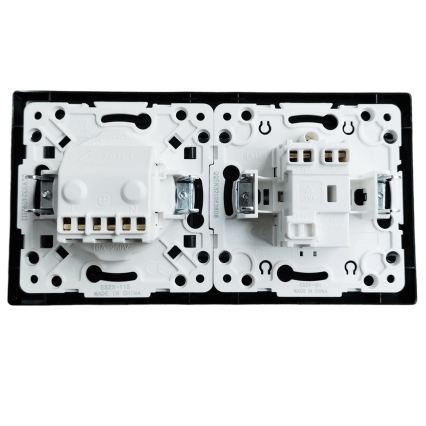 Aigostar - Egypólusú kapcsoló (1) és SCHUKO 230V aljzat fekete kerettel