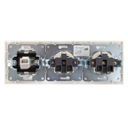 Aigostar - Ethernet-aljzat és 2x SCHUKO aljzat kerettel, fehér