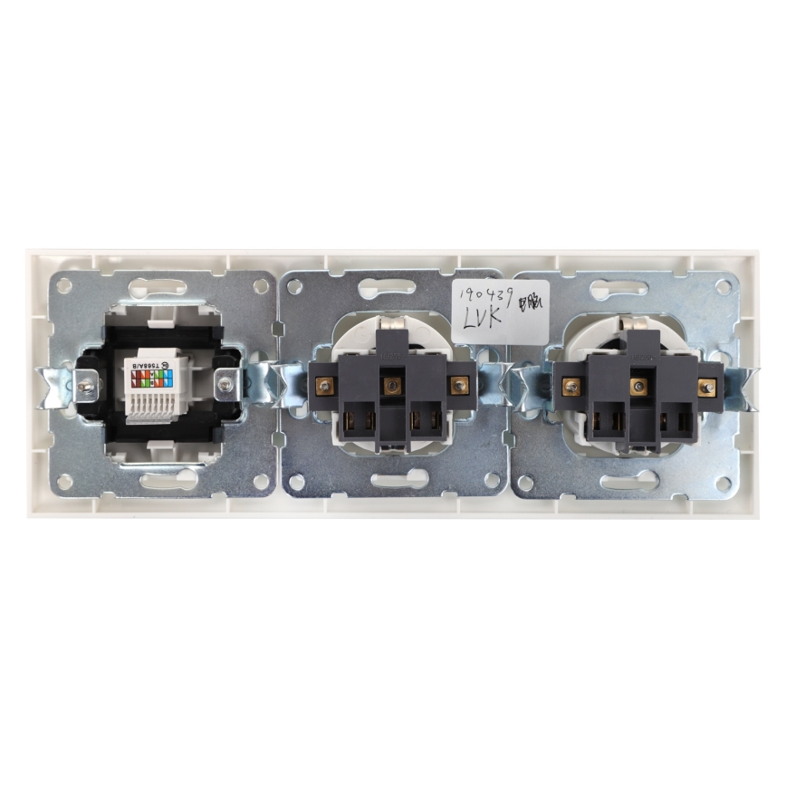 Aigostar - Ethernet-aljzat és 2x SCHUKO aljzat kerettel, fehér