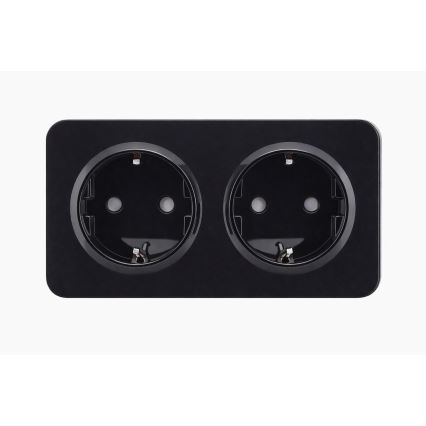 Aigostar - Fali aljzat kerettel, 2x SCHUKO, 250V/16A, fekete