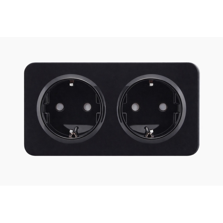 Aigostar - Fali aljzat kerettel, 2x SCHUKO, 250V/16A, fekete