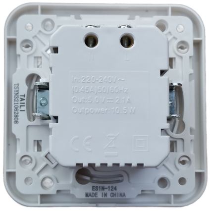 Aigostar - Fali USB-aljzat kerettel 2× USB-A, fehér