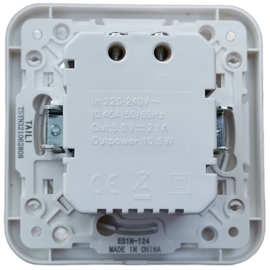 Aigostar - Fali USB-aljzat kerettel 2× USB-A, fehér