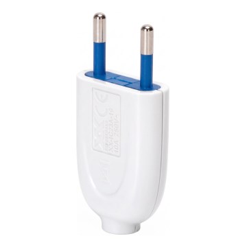 Aigostar - fehér műanyag 2 pólusú dugó 10A/250V