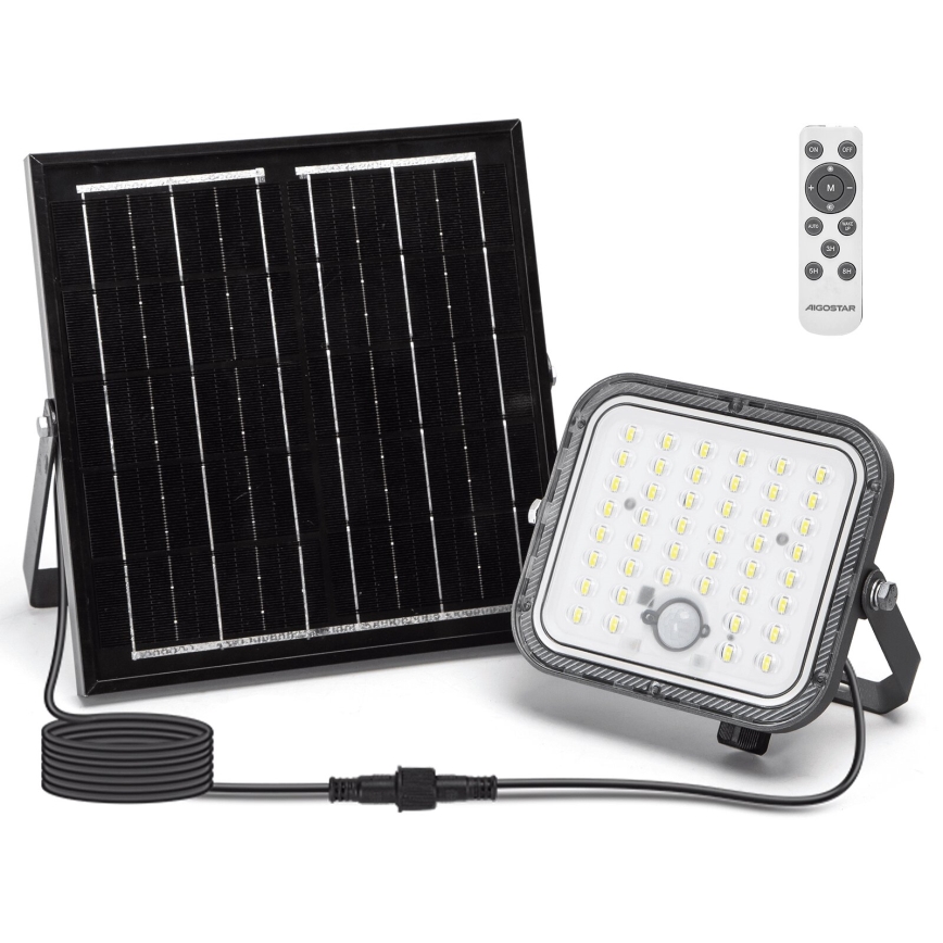 Aigostar - fényerőszabályozható LED napelemes reflektor érzékelővel LED/80W/3,4V 6500K IP66 4000 mAh + távirányító