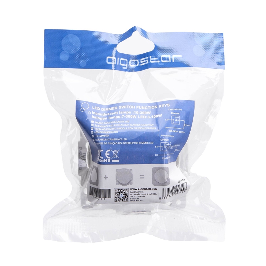 Aigostar - Forgatható fényerőszabályzó 300W/230V fehér