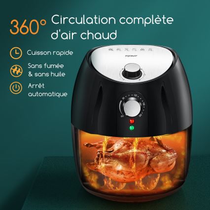 Aigostar - Forró levegős sütő 1500W/230V 3,5l fekete