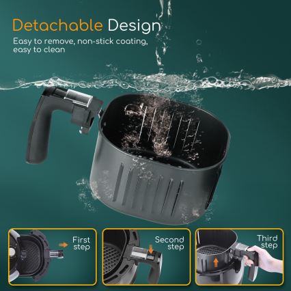 Aigostar - Forró levegős sütő 1500W/230V 3,5l fekete