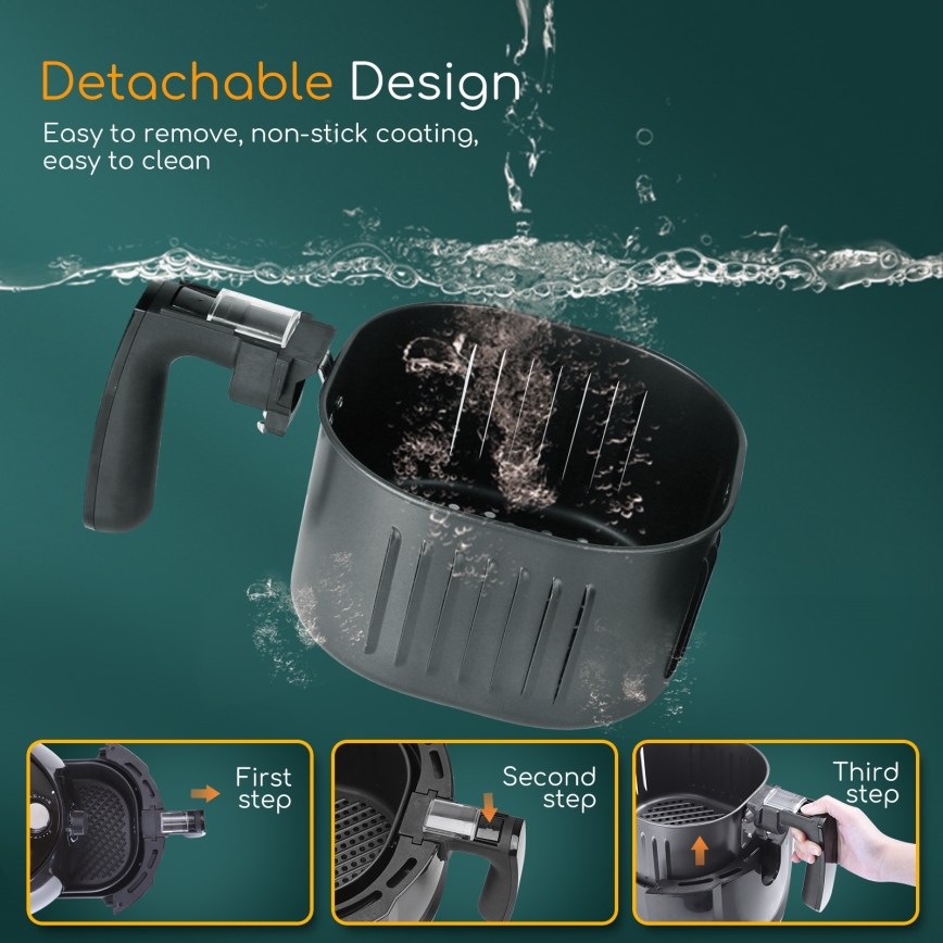 Aigostar - Forró levegős sütő 1500W/230V 3,5l fekete