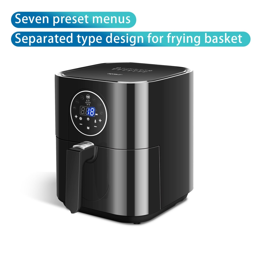 Aigostar - Forró levegős sütő 1500W/230V 3,5l fekete